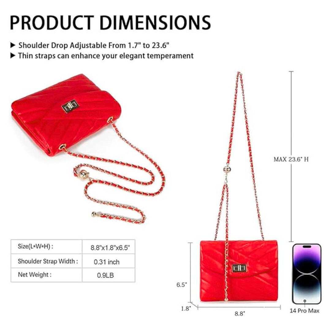 Quilted Crossbody Handbag - Red