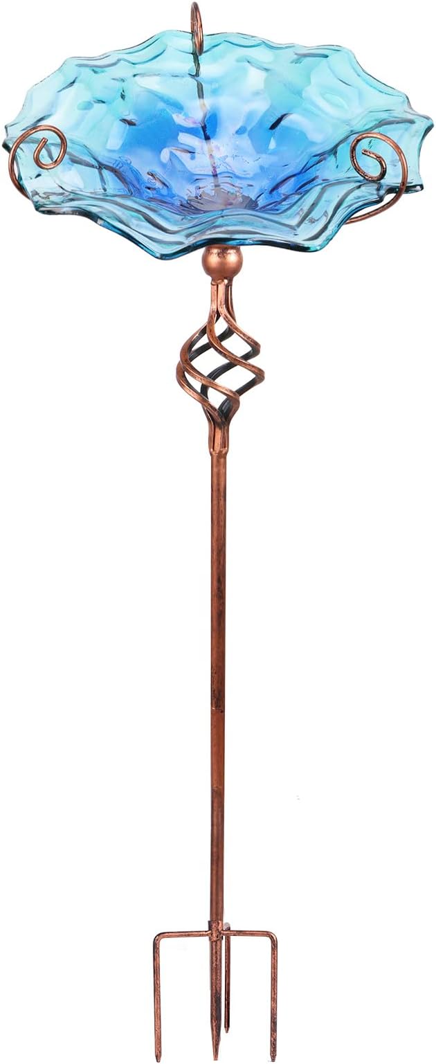 Outdoor Garden Bird Bath Glass Feeder