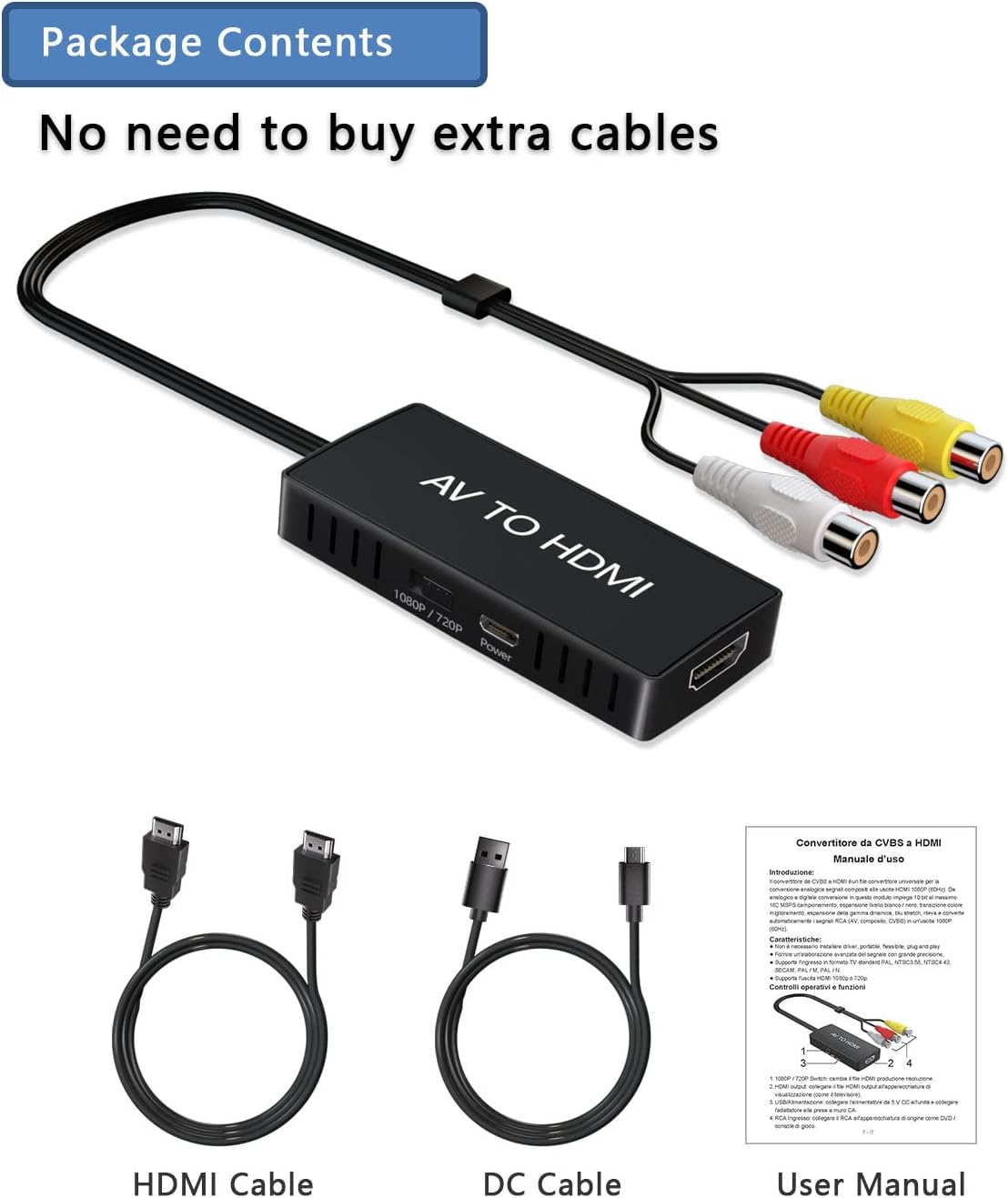 AV to HDMI Converter, RCA to HDMI Converter