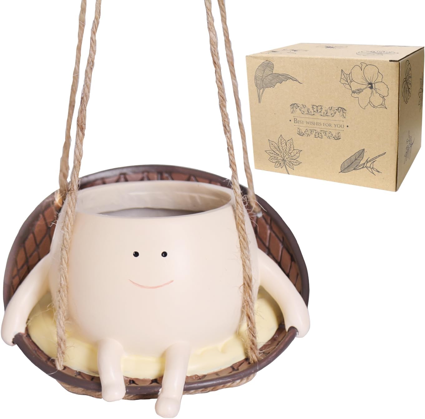 Hanging Swing Chair Smiley Face Planter Pot