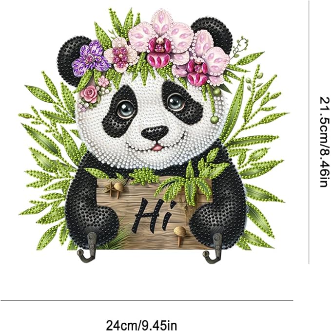 DIY Diamond Painting with Key Holder Hooks - Panda