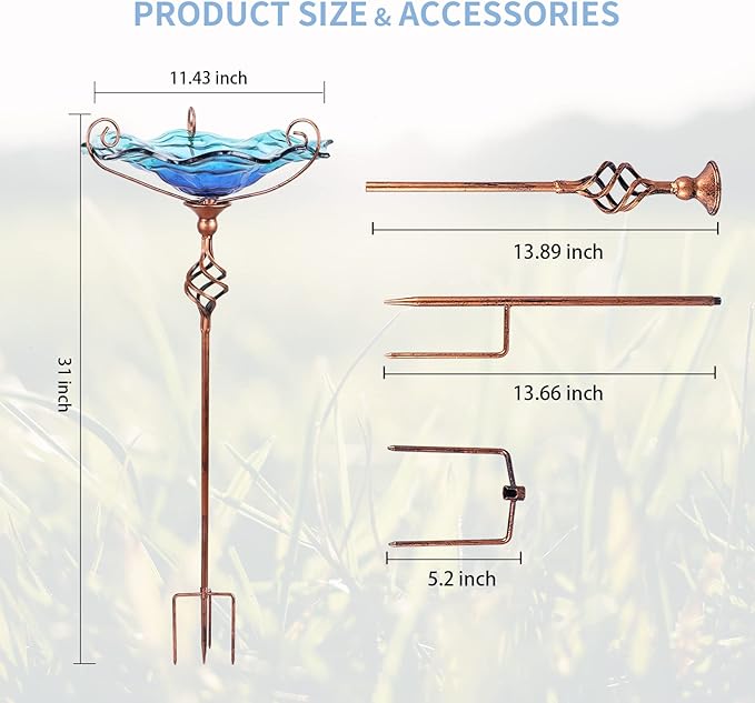 Outdoor Garden Bird Bath Glass Feeder
