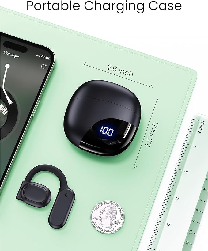 Wireless Bluetooth Open Ear Earbuds - Black