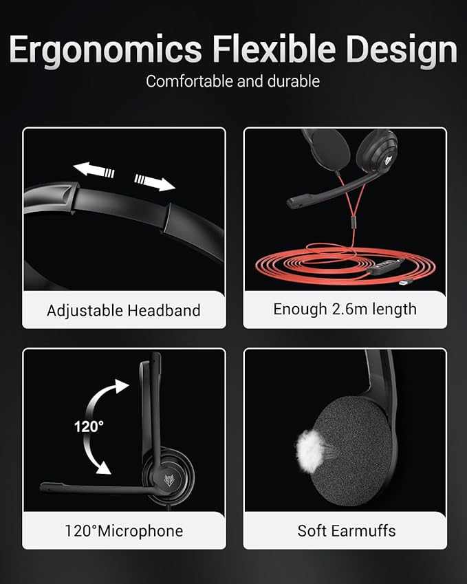 Computer Headset with Clear Chat Microphone