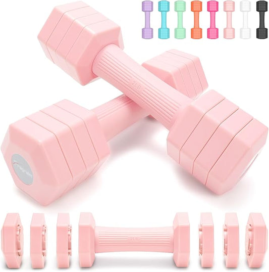 Adjustable Dumbbells Set 10 lbs - Pink