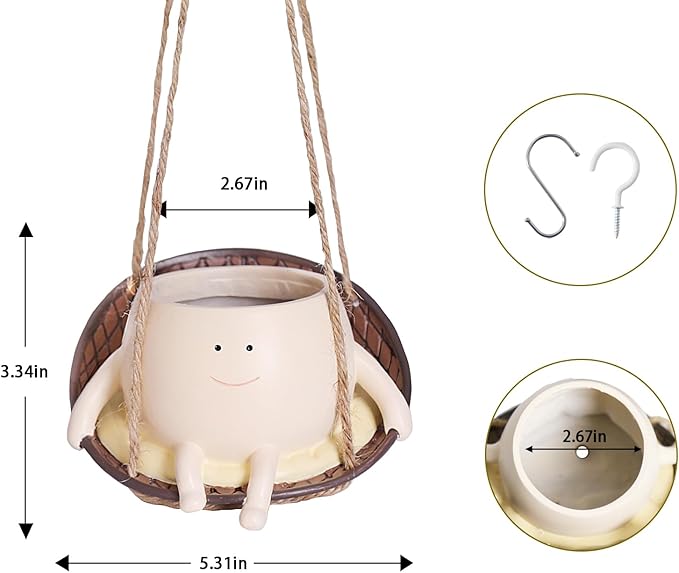 Hanging Swing Chair Smiley Face Planter Pot