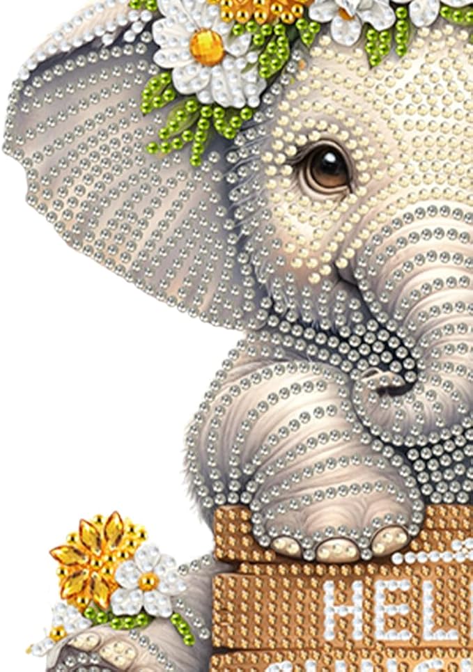 DIY Diamond Painting with Key Holder Hooks - Elephant