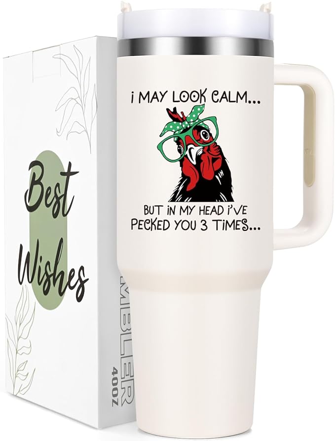 Funny Chicken Tumbler 40oz - Cream