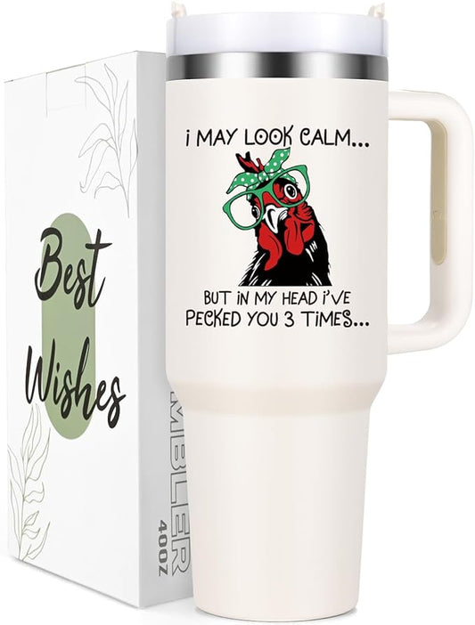Funny Chicken Tumbler 40oz - Cream