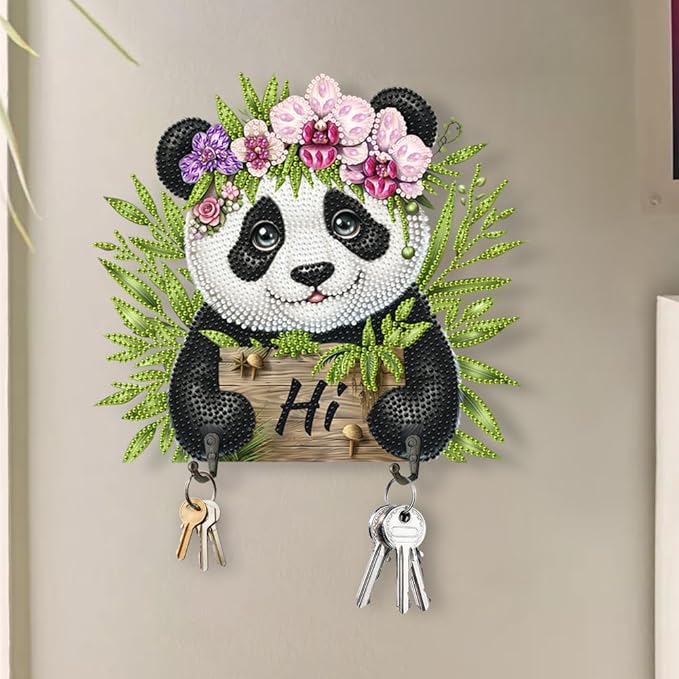 DIY Diamond Painting with Key Holder Hooks - Panda