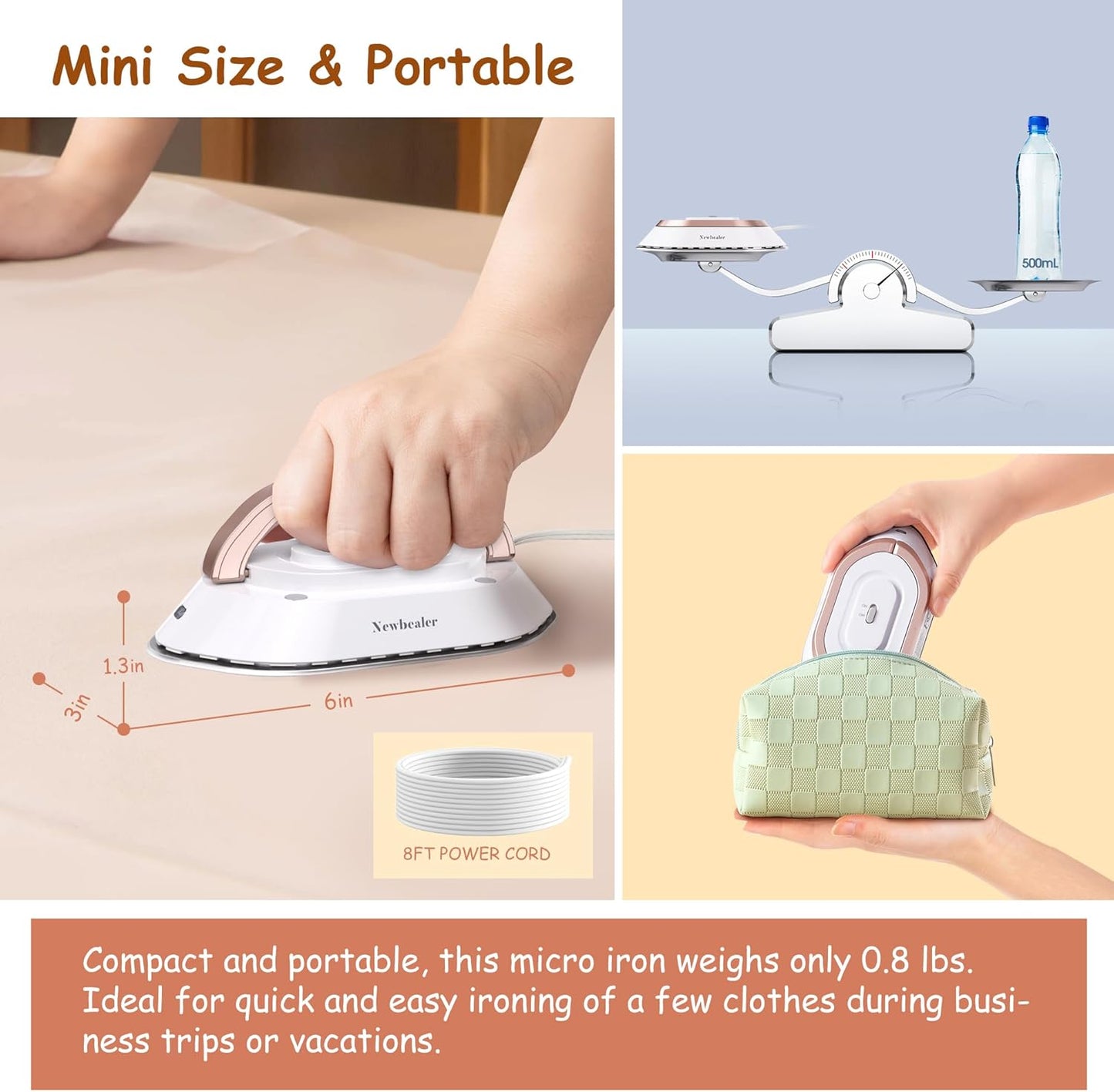Travel Mini Iron with Dual Voltage - 120V/220V