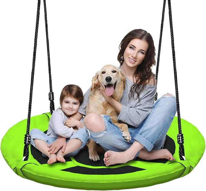 40 Inch Green Saucer Tree Swing Set for Kids & Adults, up to 500 lbs