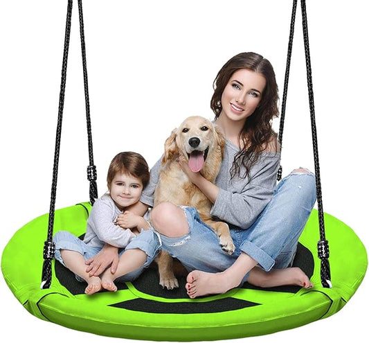 40 Inch Green Saucer Tree Swing Set for Kids & Adults, up to 500 lbs