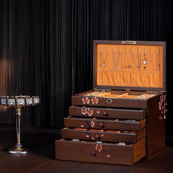 Wooden Jewelry Boxes with Lock & Key