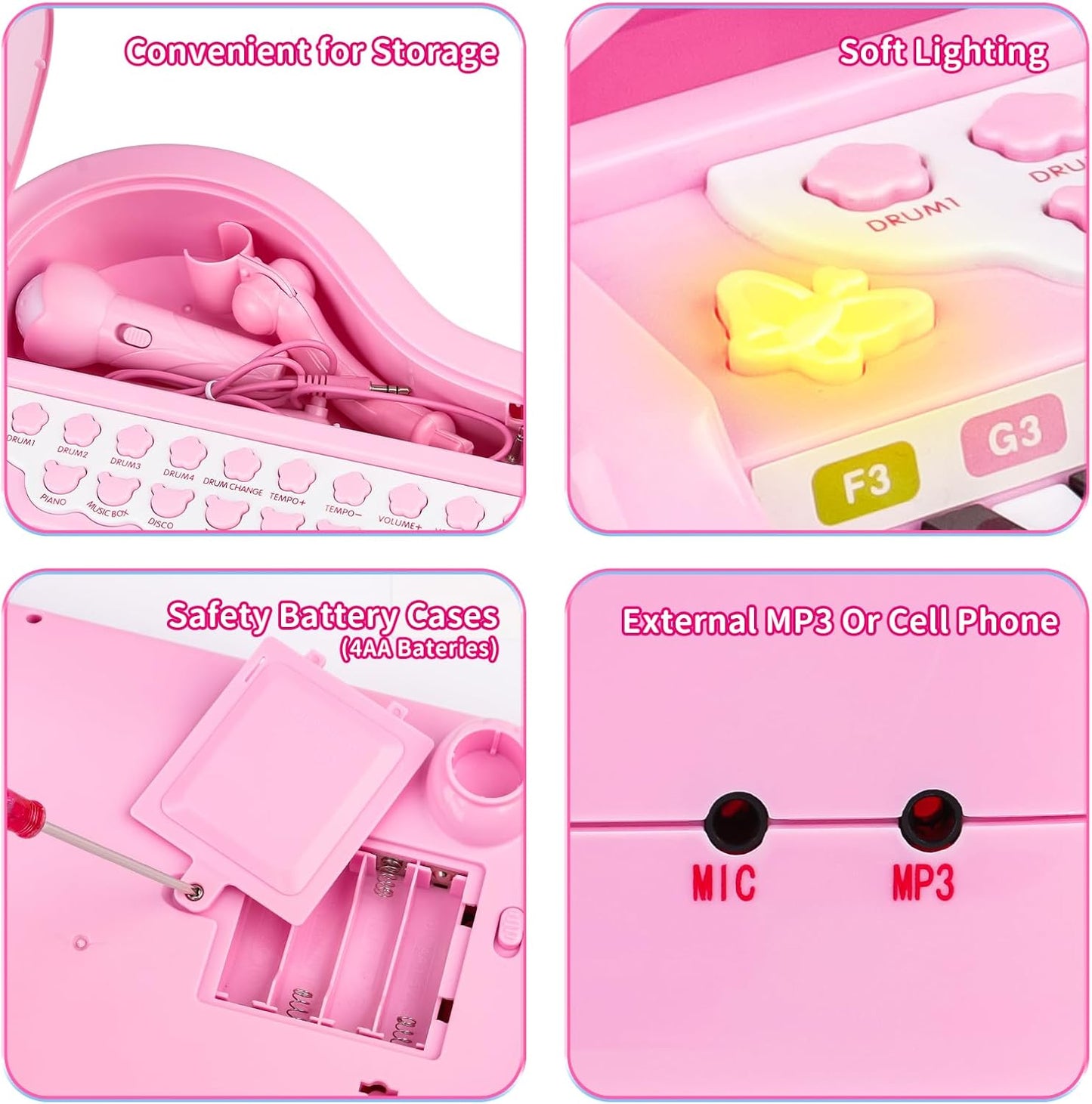 24 Keys Pink Piano Toy