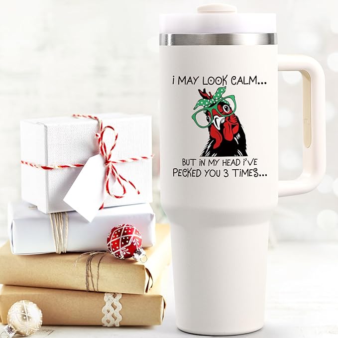 Funny Chicken Tumbler 40oz - Cream