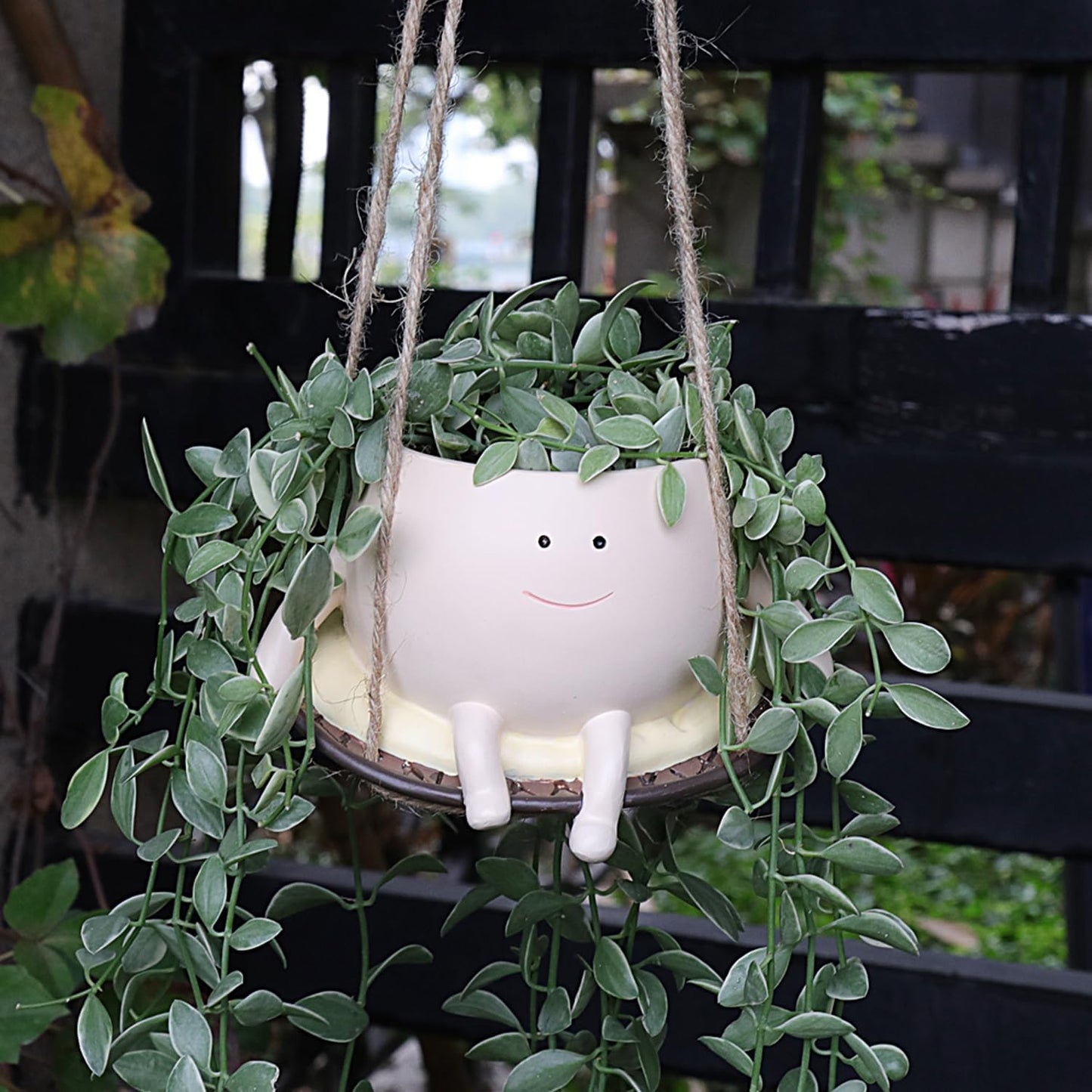 Hanging Swing Chair Smiley Face Planter Pot