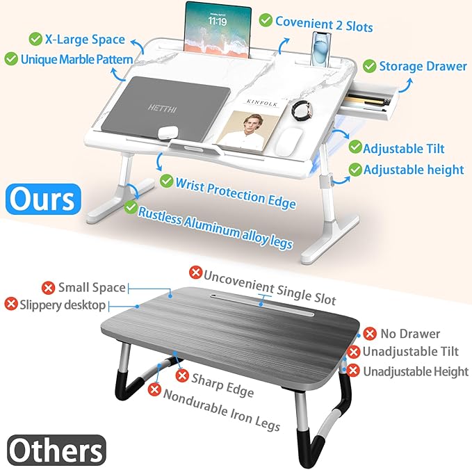 Foldable Laptop Lap Desk with Drawer