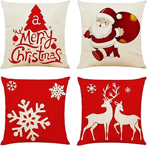 4PCS 18"x18" Throw Pillow Covers Christmas Deco