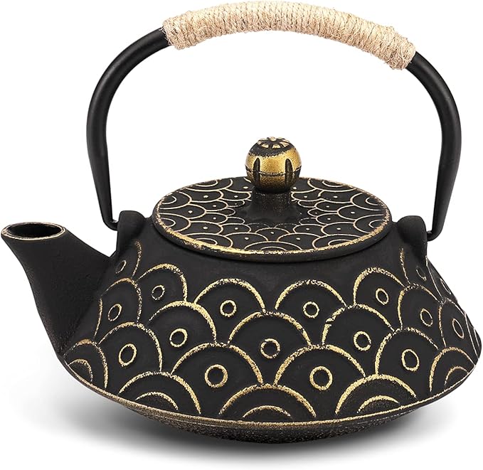 Black Gold Japanese Cast Iron Teapot Kettle