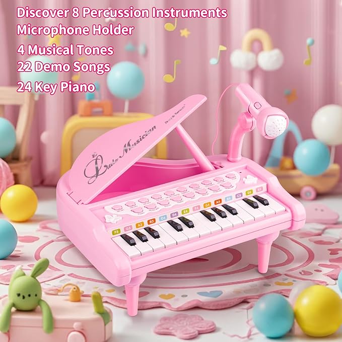 24 Keys Pink Piano Toy