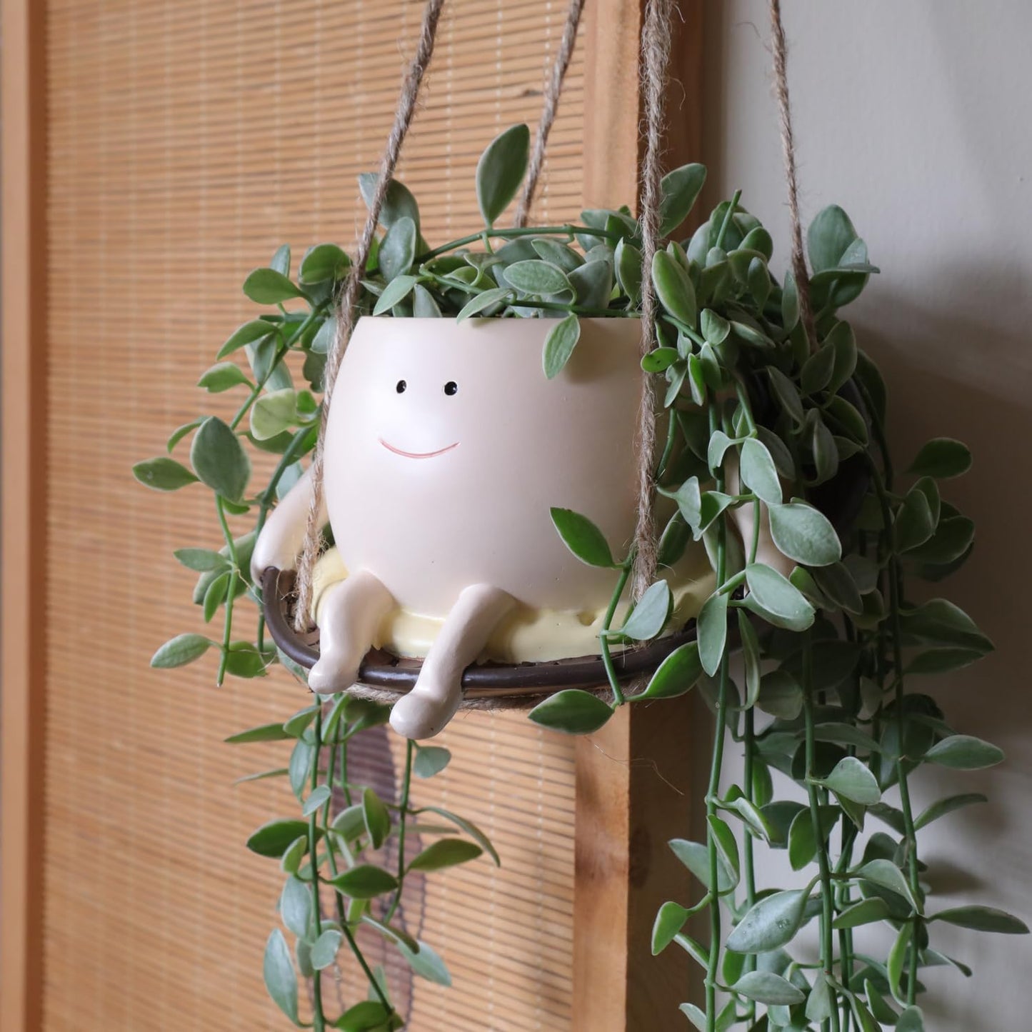 Hanging Swing Chair Smiley Face Planter Pot