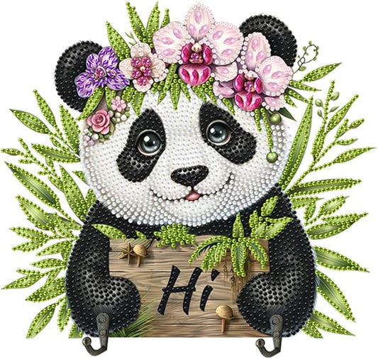 DIY Diamond Painting with Key Holder Hooks - Panda
