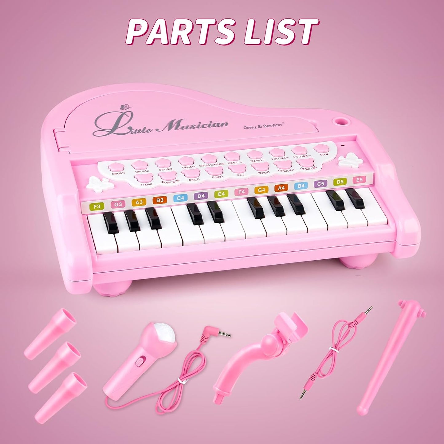 24 Keys Pink Piano Toy