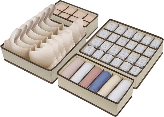 Set of 4 Drawer Organizer - Beige