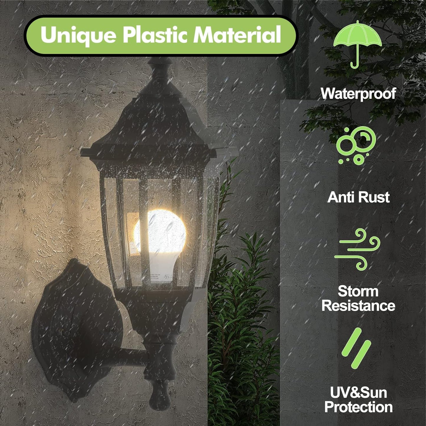 Outdoor Porch Sconce LED Exterior Wall Anti-Corrosion Plastic