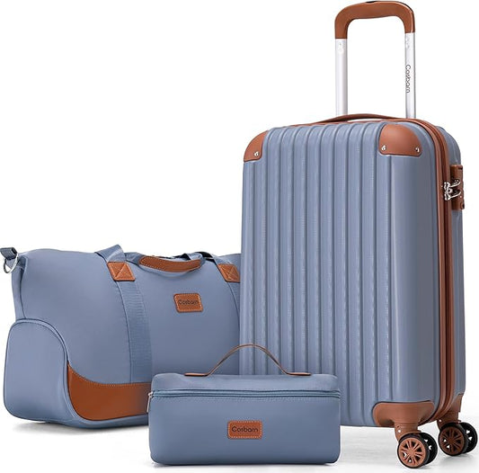 3 Pc Carry On Luggage Set - Skyblue