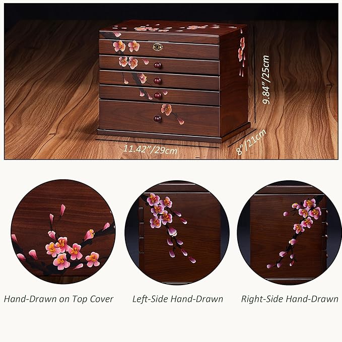 Wooden Jewelry Boxes with Lock & Key