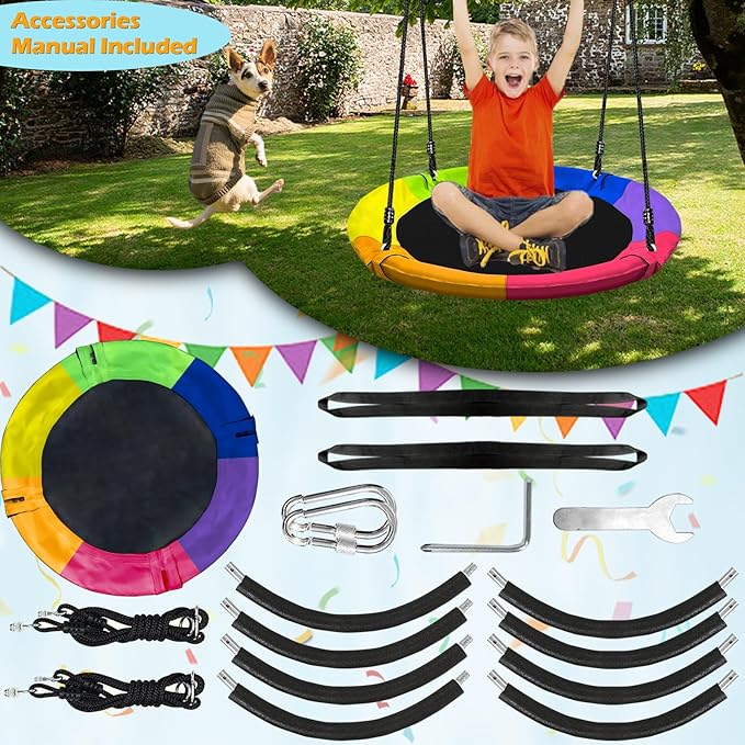 40 Inch Saucer Tree Swing Set for Kids & Adults, up to 500 lbs