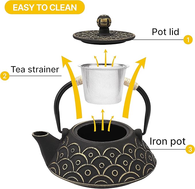 Black Gold Japanese Cast Iron Teapot Kettle