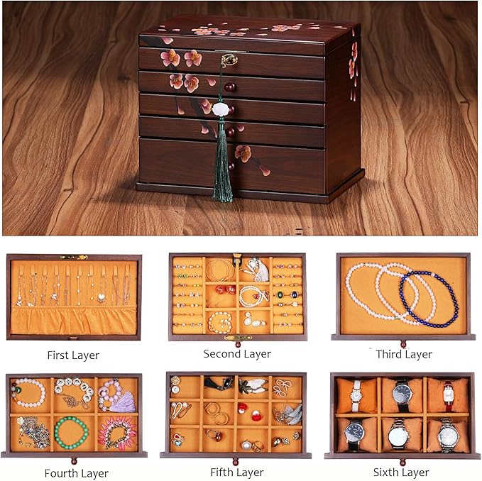 Wooden Jewelry Boxes with Lock & Key