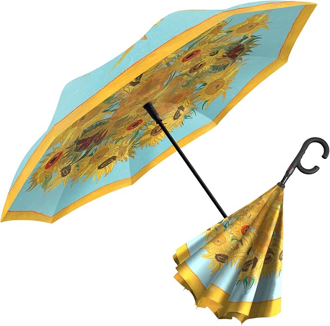 RainCapers Reverse Closing Umbrella - Van Gogh Sunflowers