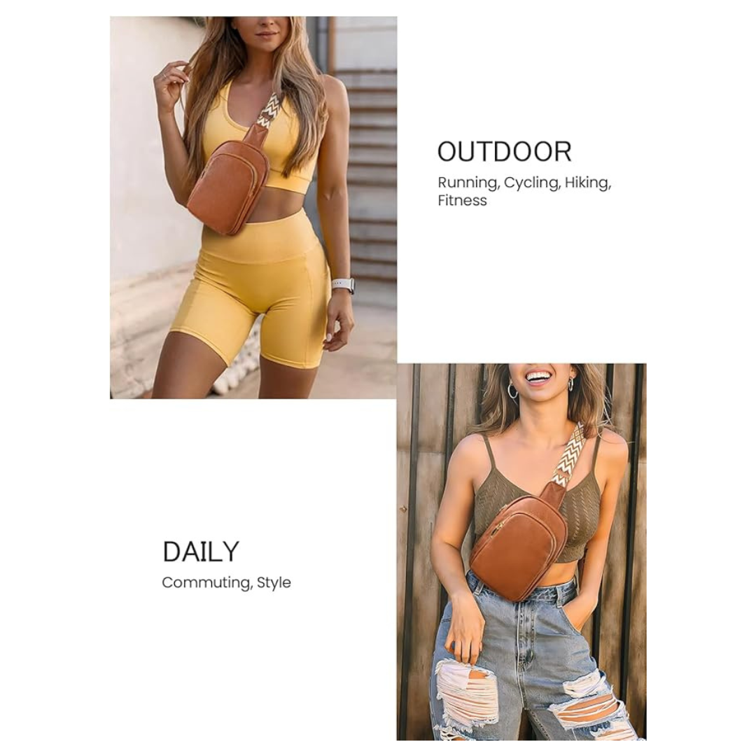 Vegan Leather Crossbody Sling Bag - Brown