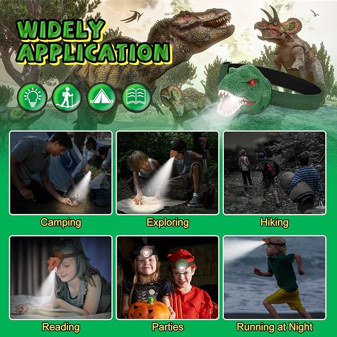 T-Rex Dinosaur Headlamp for Kids w/ Roaring Sound