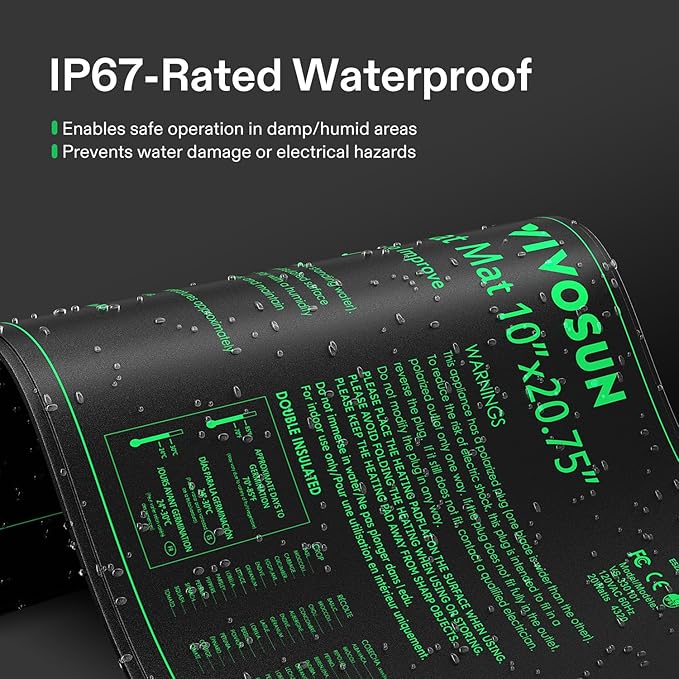2 Pack Durable Waterproof Seedling Heat Mat 10" x 20.75"