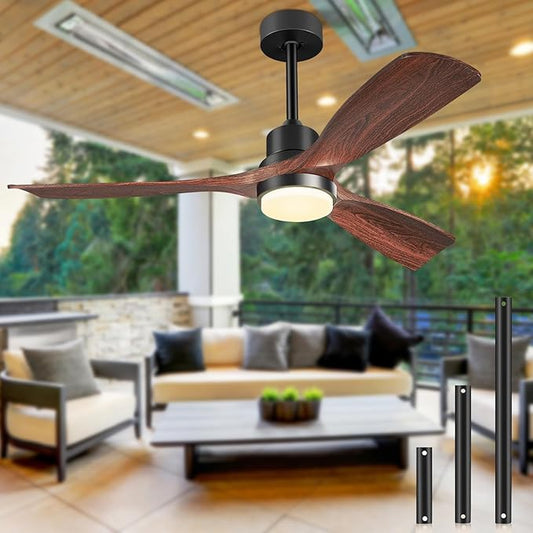 52in Ceiling Fans with Lights and Remote - Walnut Wood