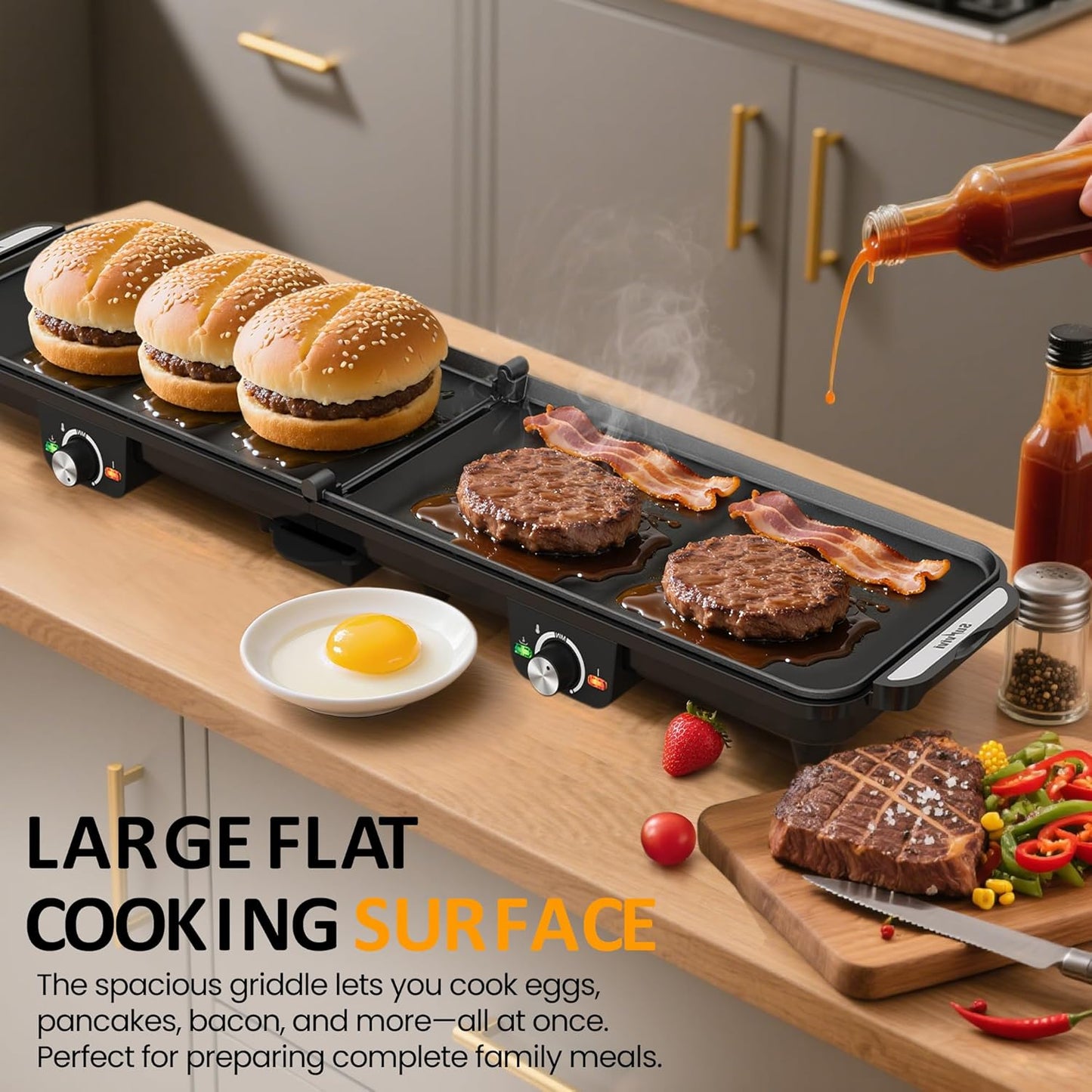 38in Electric Indoor Grill, Foldable Griddle