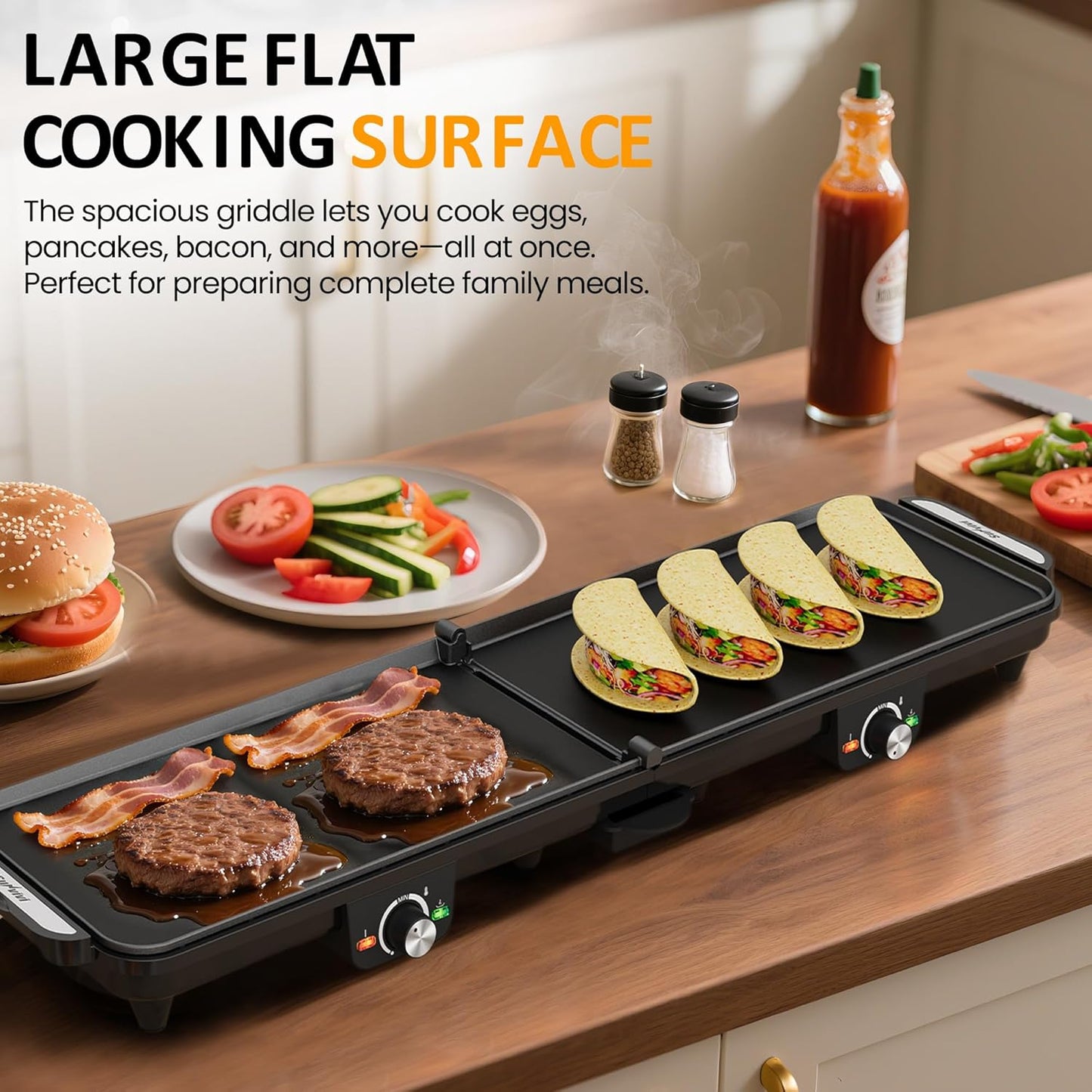 38in Electric Indoor Grill, Foldable Griddle