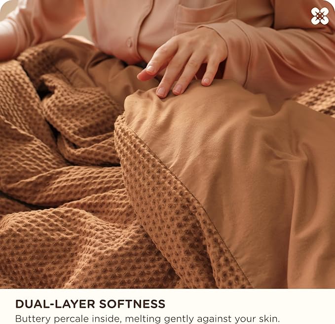 Bedsure Waffle Weave 3pc Duvet Cover Set - California King | No Comforter