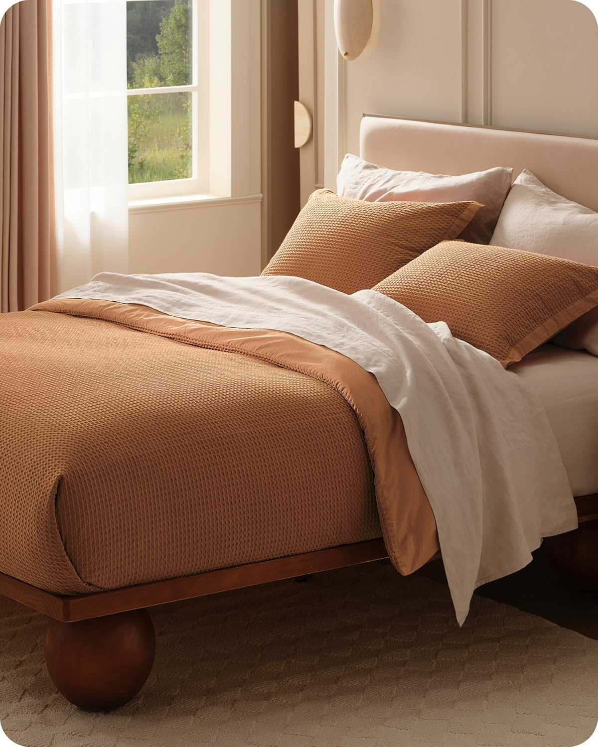Bedsure Waffle Weave 3pc Duvet Cover Set - California King | No Comforter