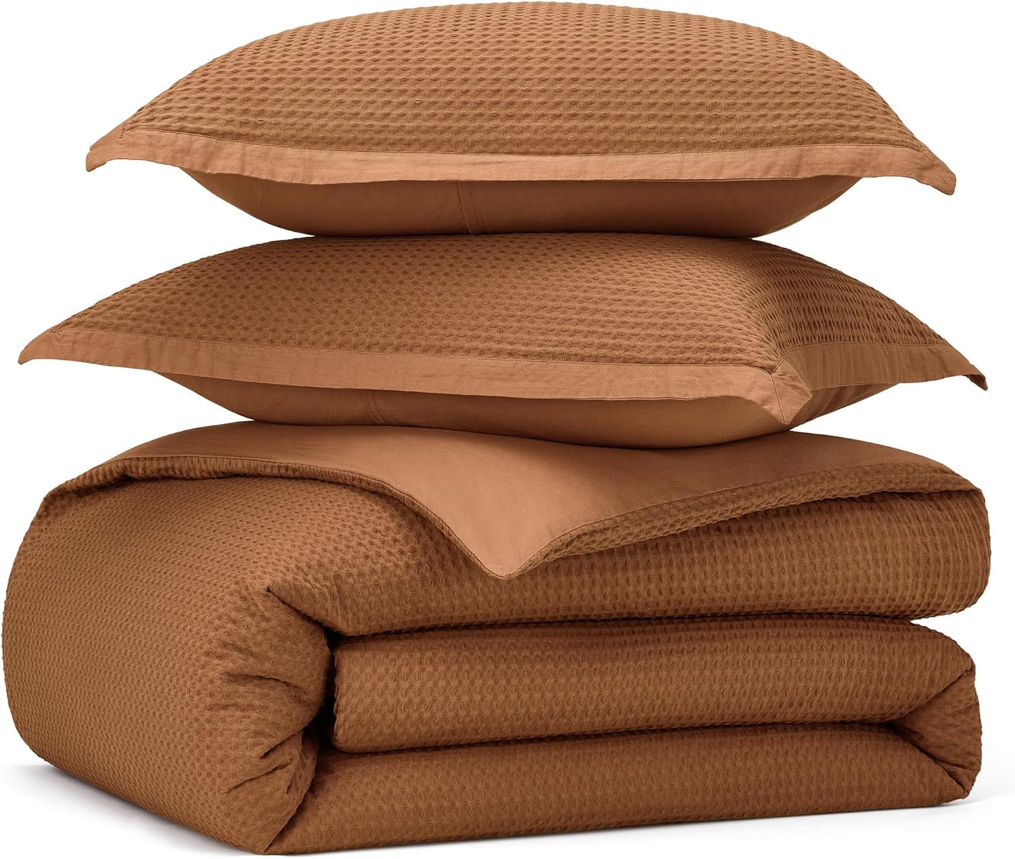 Bedsure Waffle Weave 3pc Duvet Cover Set - California King | No Comforter