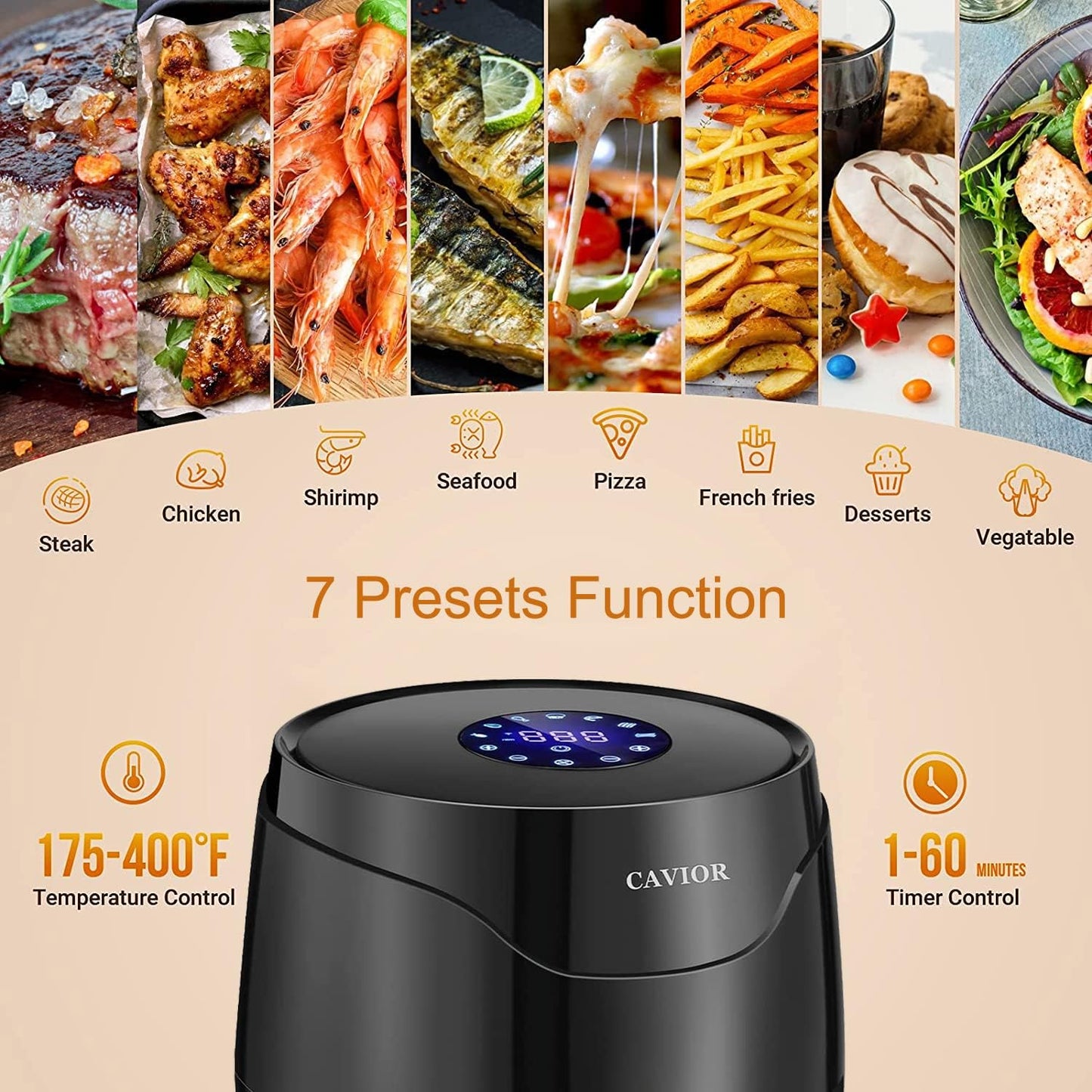 CAVIOR 3.7Qt 7 in 1 Digital Air Fryer
