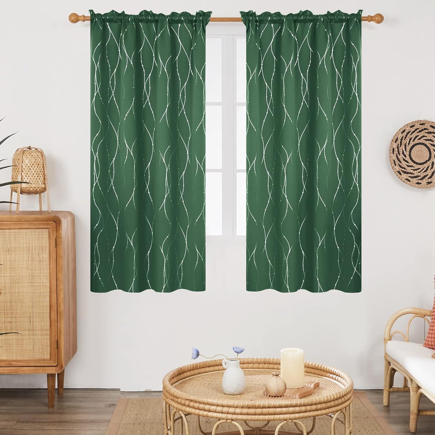 Dark Forest Green  Blackout Curtains - W52in x L45in
