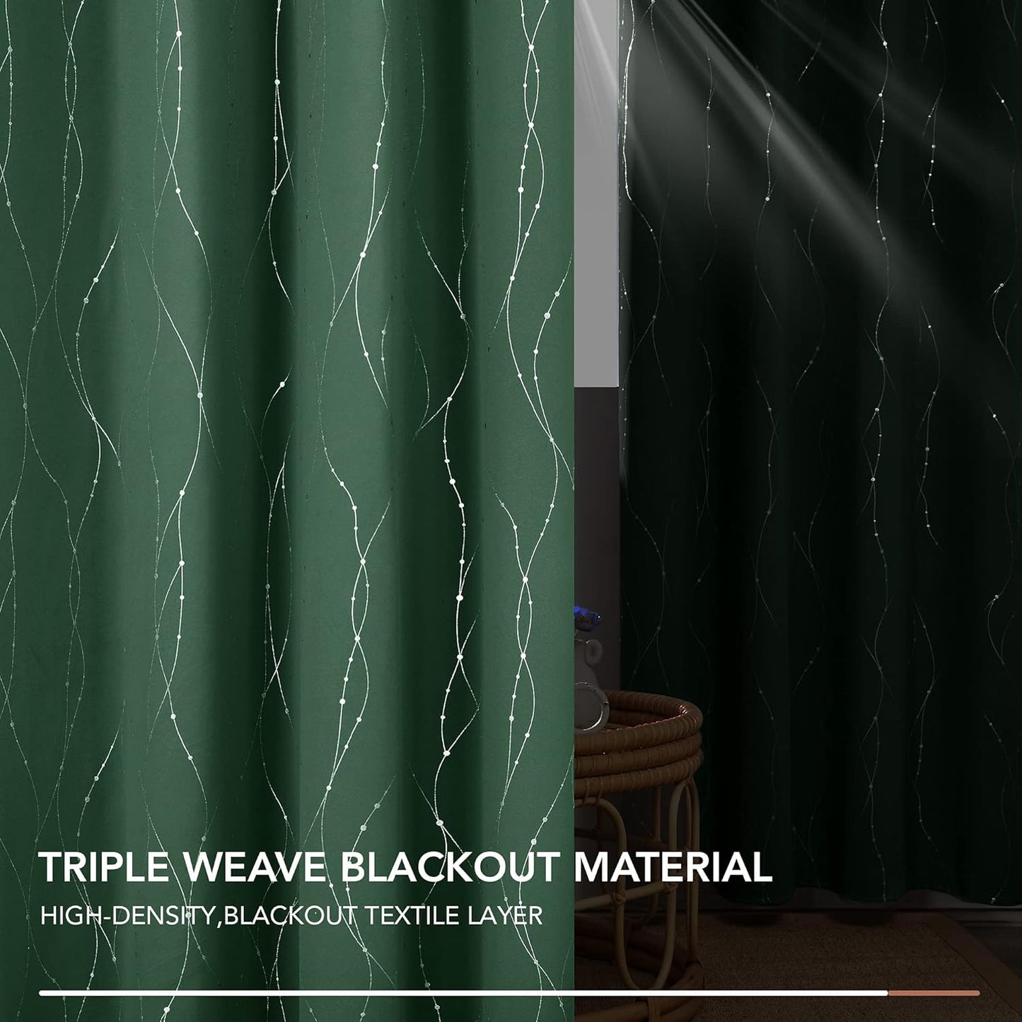 Dark Forest Green  Blackout Curtains - W52in x L45in
