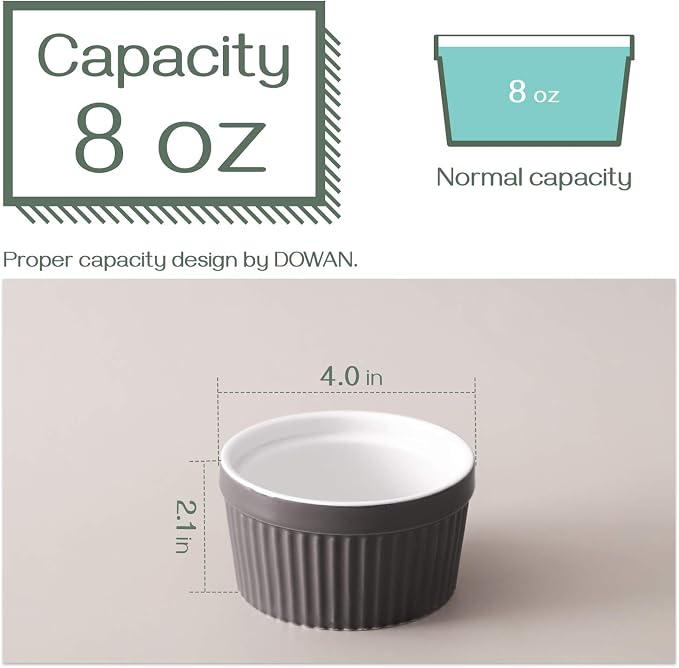 8oz Oven Safe Porcelain Ramekins [6pcs]