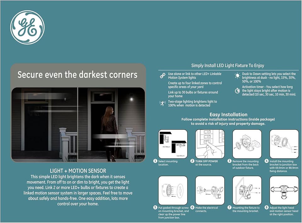 GE 180-Degree 250W Motion Activated Flood Lights